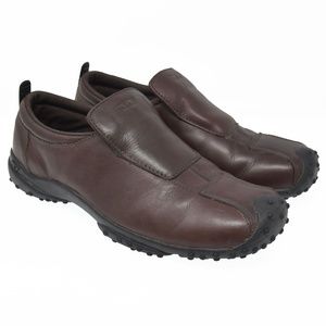 *DIESEL Ovado Sz 9.5 Brown Leather Slip On Loafers